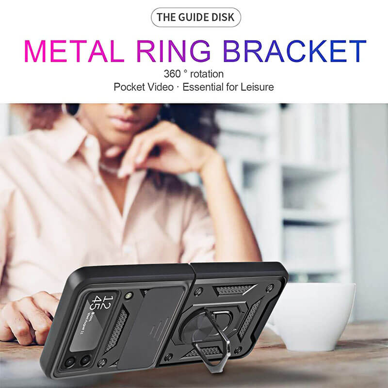 Δοκιμασμένο κάλυμμα με μαγνητική βάση στήριξης προστατευτική θήκη αυτοκινήτου για Samsung Galaxy Z Flip 3 5G